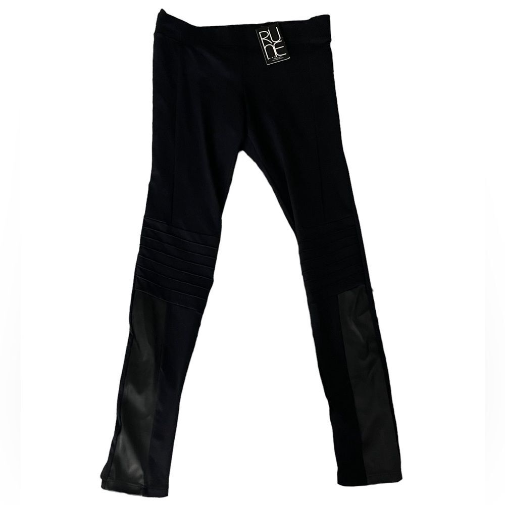 Rune NYC Black Leather Moto Leggings